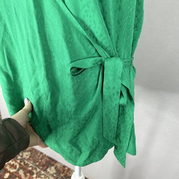 Sanctuary Womens Top Extra Large Green Dani One Shoulder Tie Wrap Blouse Resort - Picture 8 of 12